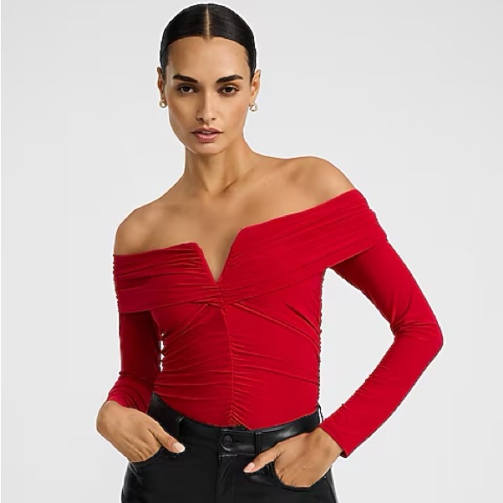 Express red off the shoulder top
